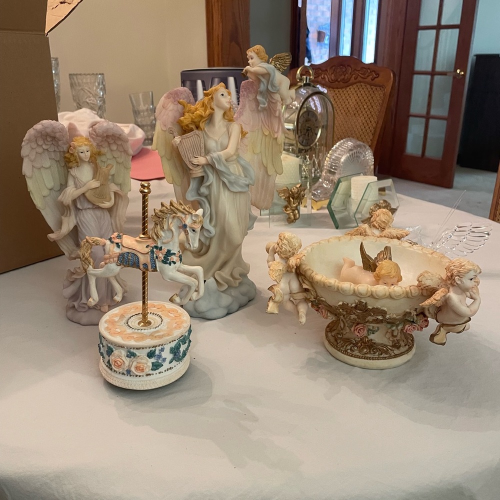 Elegant Angel and Cherub Figurine Set